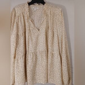 On 34th Women's Animal-Print Peasant Blouse With Ruffle Trim.